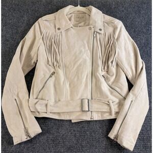 Moon River Cream Faux Suede Fringe Moto Jacket KR1383 Beige Western XS